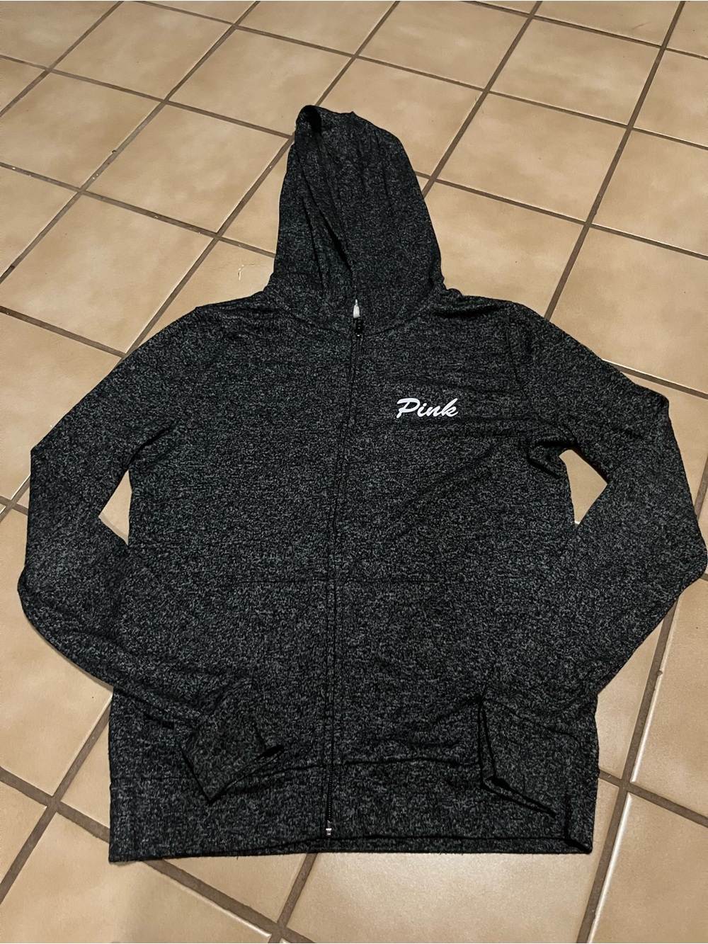 PINK Victoria's Secret Black Heather Full-Zip Hoodie